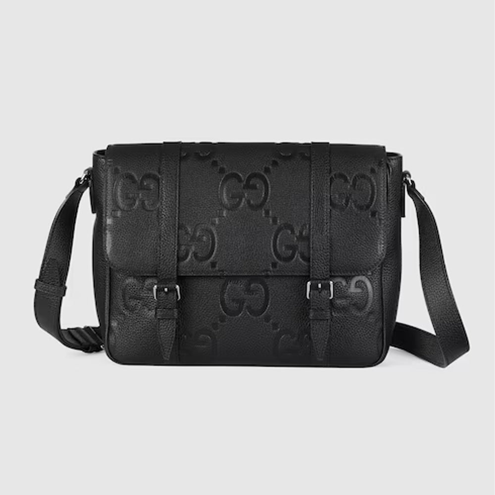 Gucci Jumbo GG Medium Messenger Bag (Black jumbo GG leather)