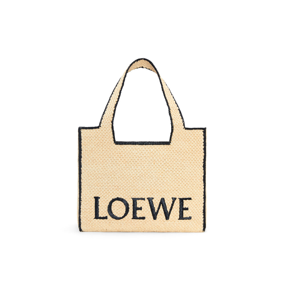 Loewe Large LOEWE Font tote in raffia (Natural)