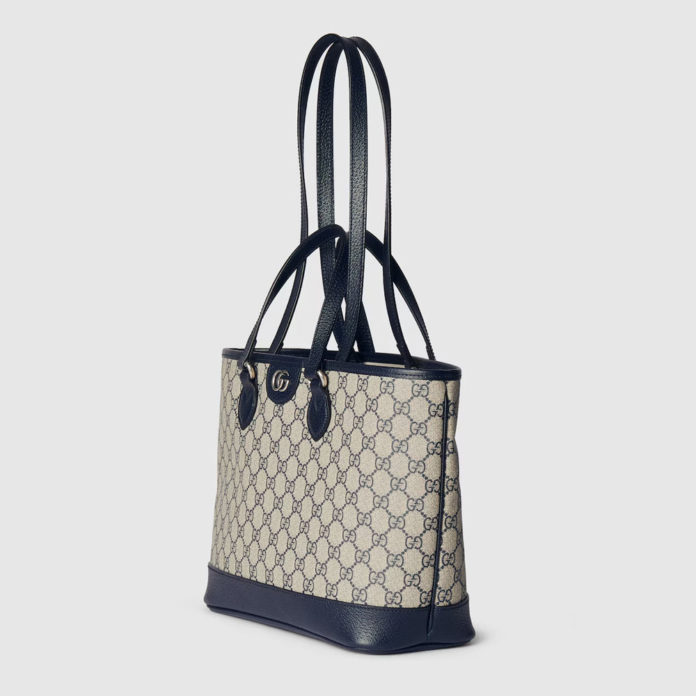 Gucci Ophidia Small Tote Bag (Beige and blue GG Supreme canvas)