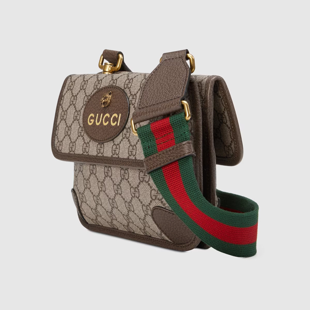 Gucci Neo Vintage Small Messenger Bag (Beige/ebony GG Supreme canvas, with brown leather trim)