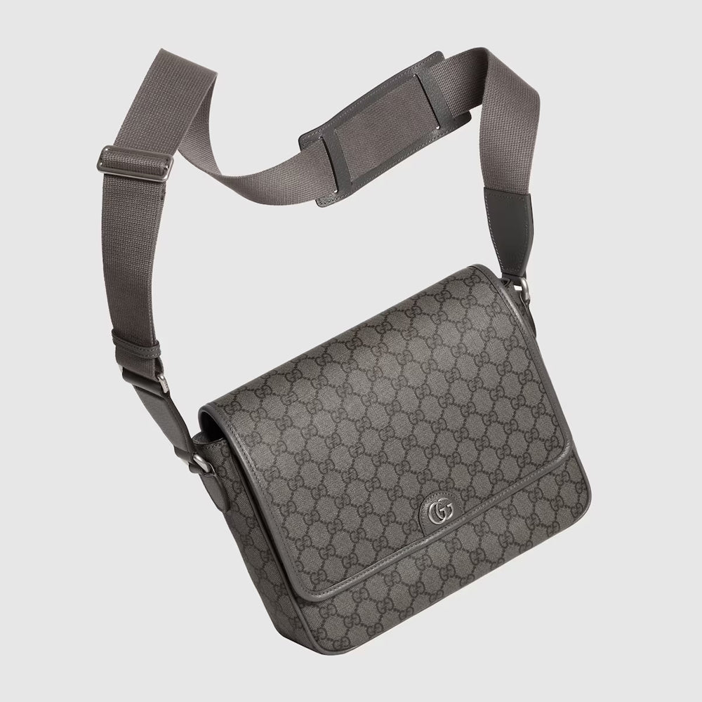 Gucci Ophidia Medium Messenger Bag (Grey and black Supreme Tender canvas)