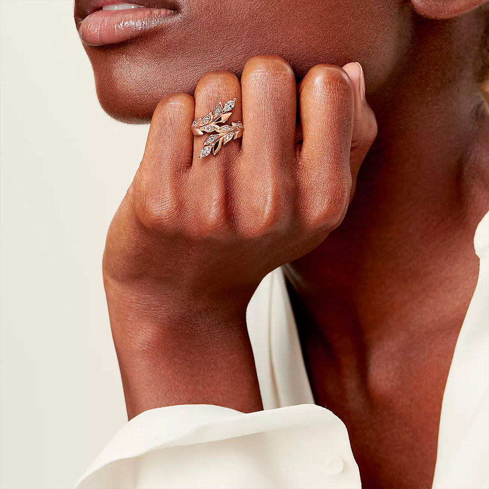 Tiffany & Co. Tiffany Victoria® Vine Bypass Ring in Rose Gold with Diamonds