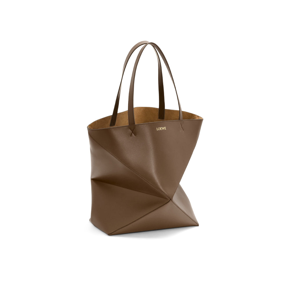 Loewe XL Puzzle Fold Tote in shiny calfskin (Umber)