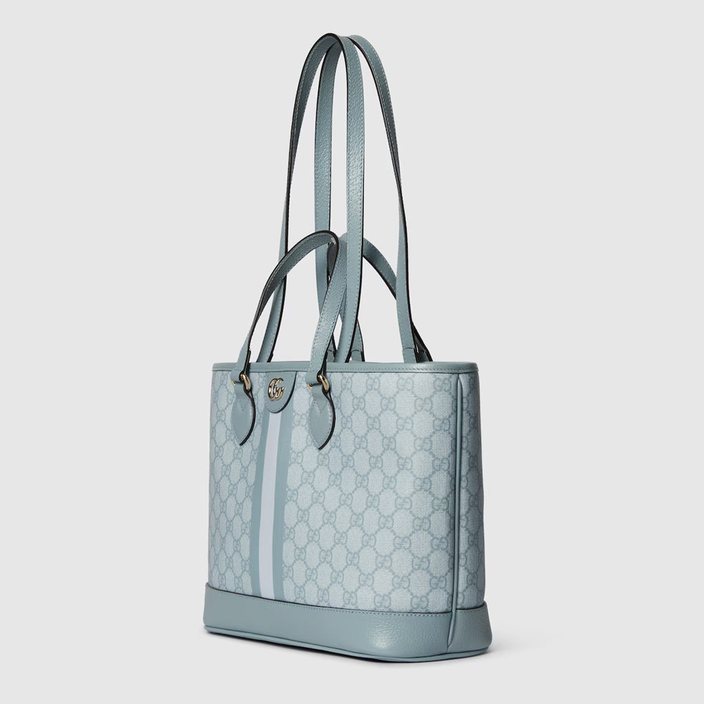 Gucci Ophidia Small Tote Bag (Dusty blue GG Supreme canvas)