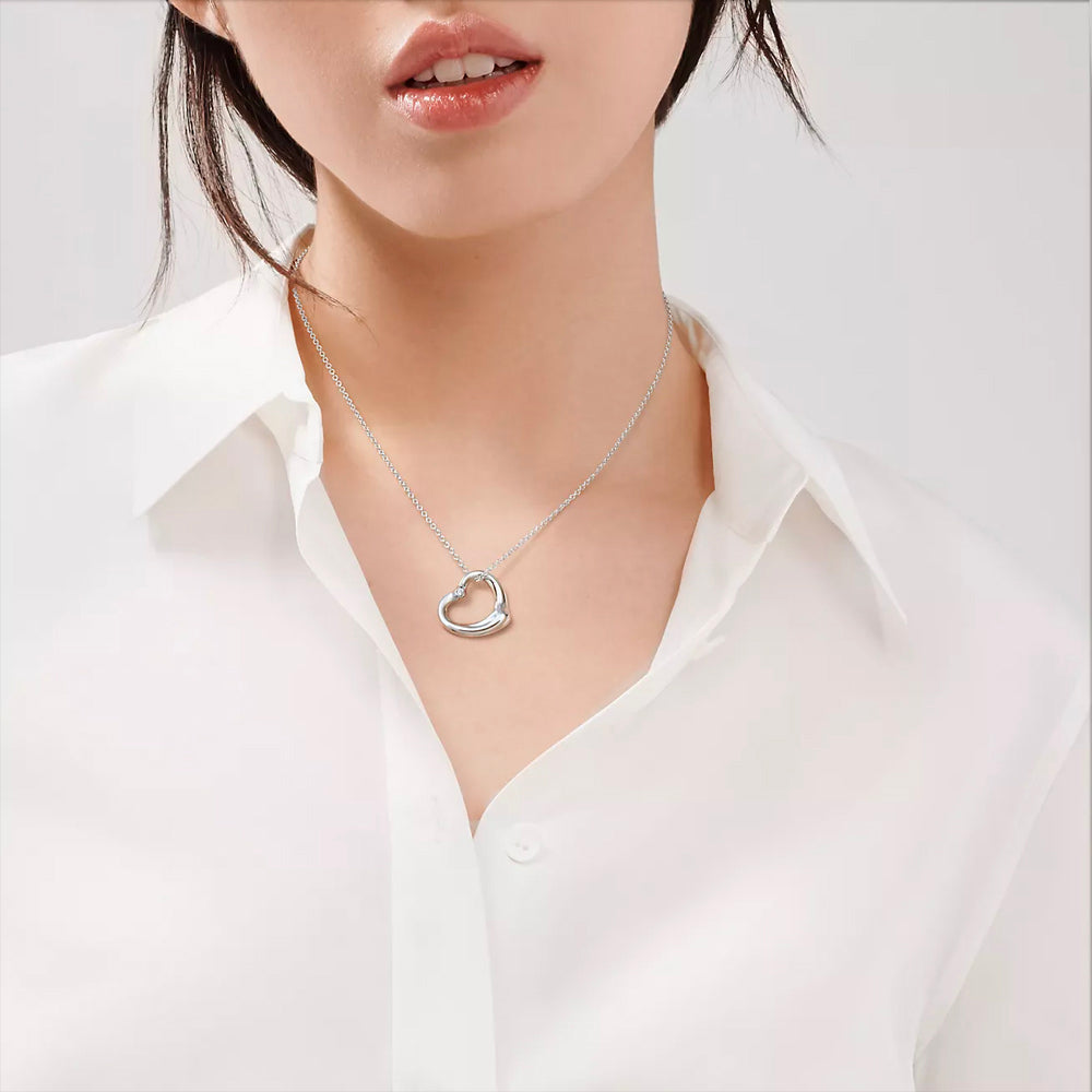 Tiffany &amp; Co. Elsa Peretti® 純銀鑲鑽心型吊墜