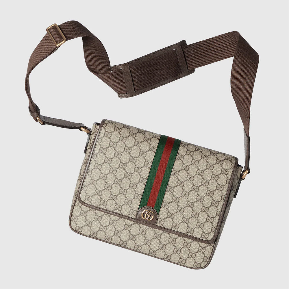 Gucci Ophidia Medium Messenger Bag (Beige and ebony GG Supreme canvas)