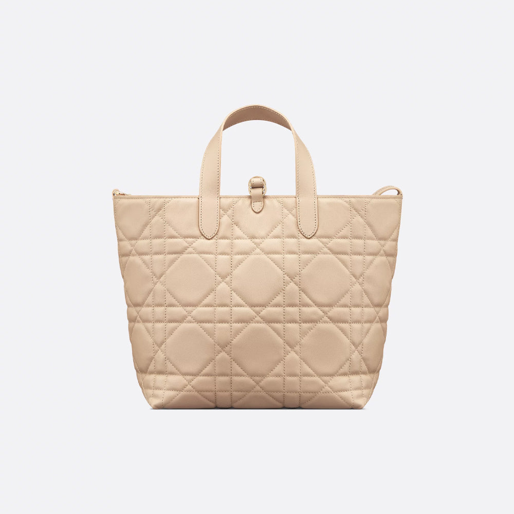 Dior Medium Dior Toujours Vertical Tote Bag (Powder Beige Macrocannage Calfskin)