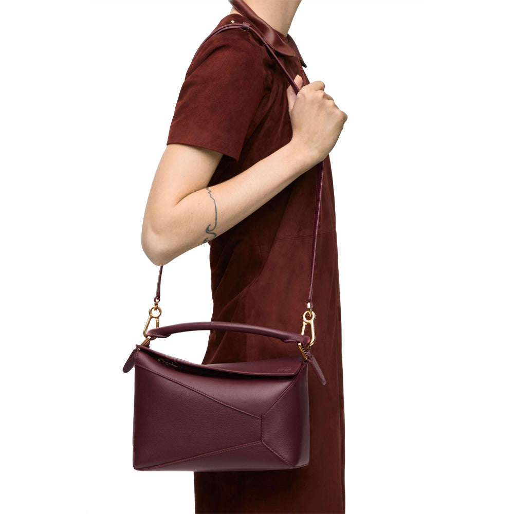 Loewe Small Puzzle bag in classic calfskin (Dark Burgundy)