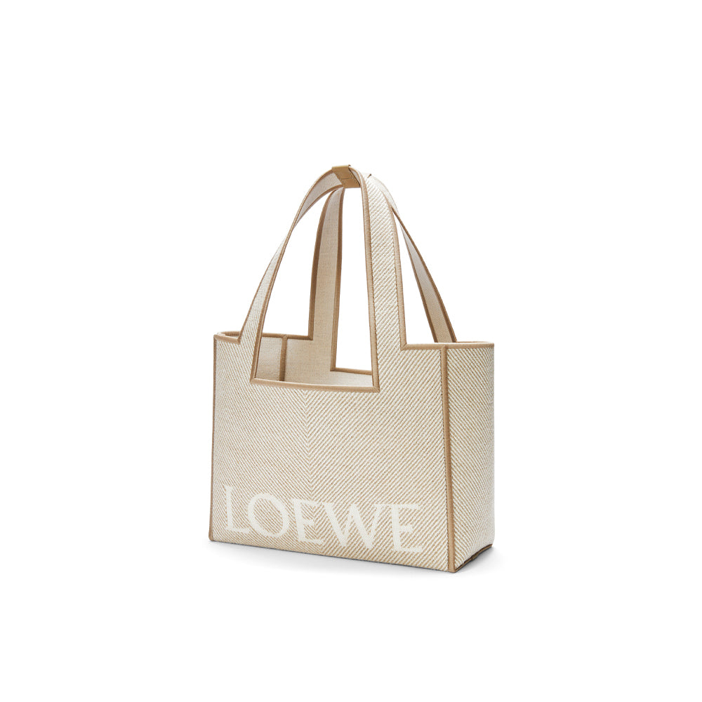 Loewe Medium LOEWE Font tote in jacquard canvas (Ecru)