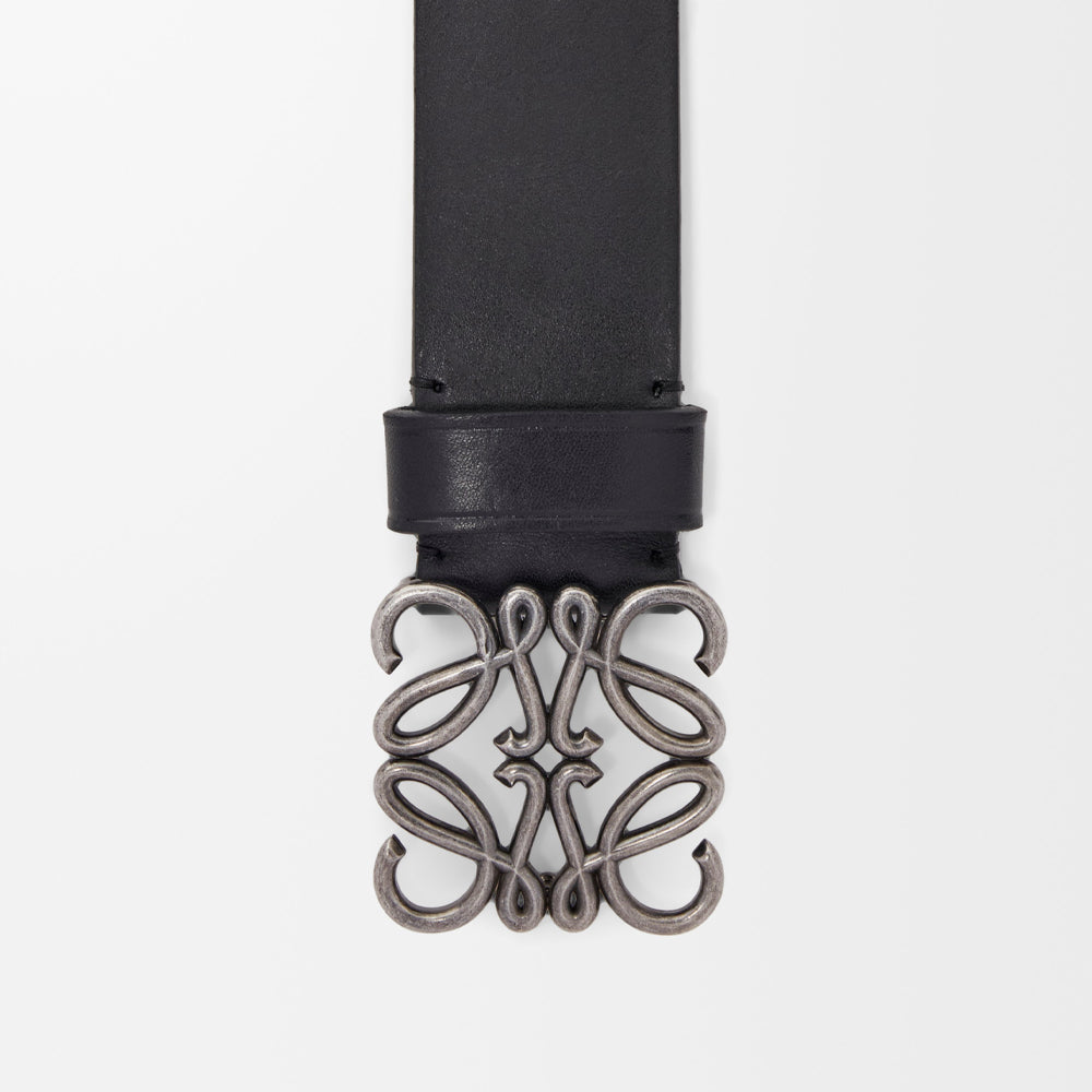 Loewe Chunky Anagram belt in calfskin (Black/Vintage Palladium)