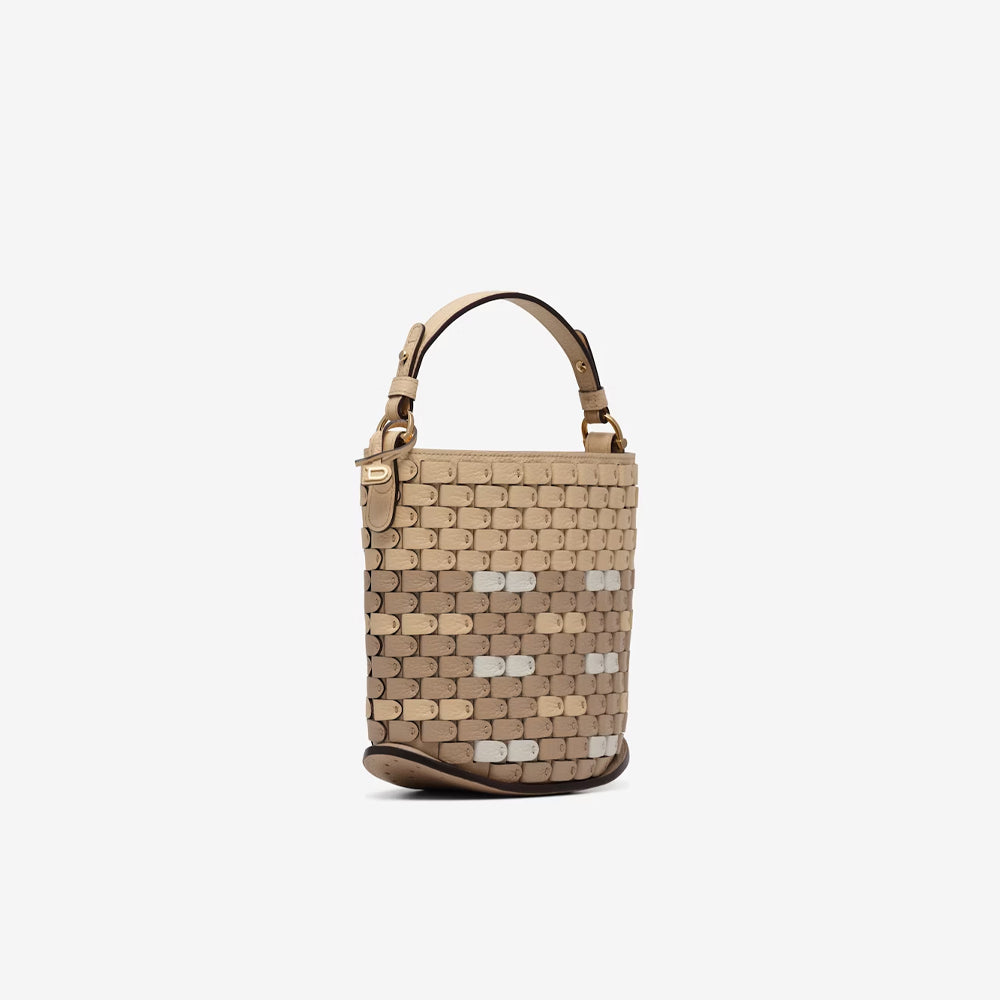 Delvaux Pin Mini Bucket Arsenal Mosaic in Taurillon Soft (Dune - Multicolour)