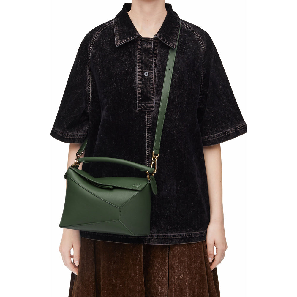 Loewe Small Puzzle bag in classic calfskin (Bottle Green)