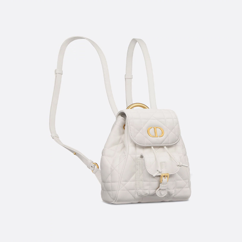 Dior Small Dior Caro Backpack (Latte Macrocannage Lambskin)