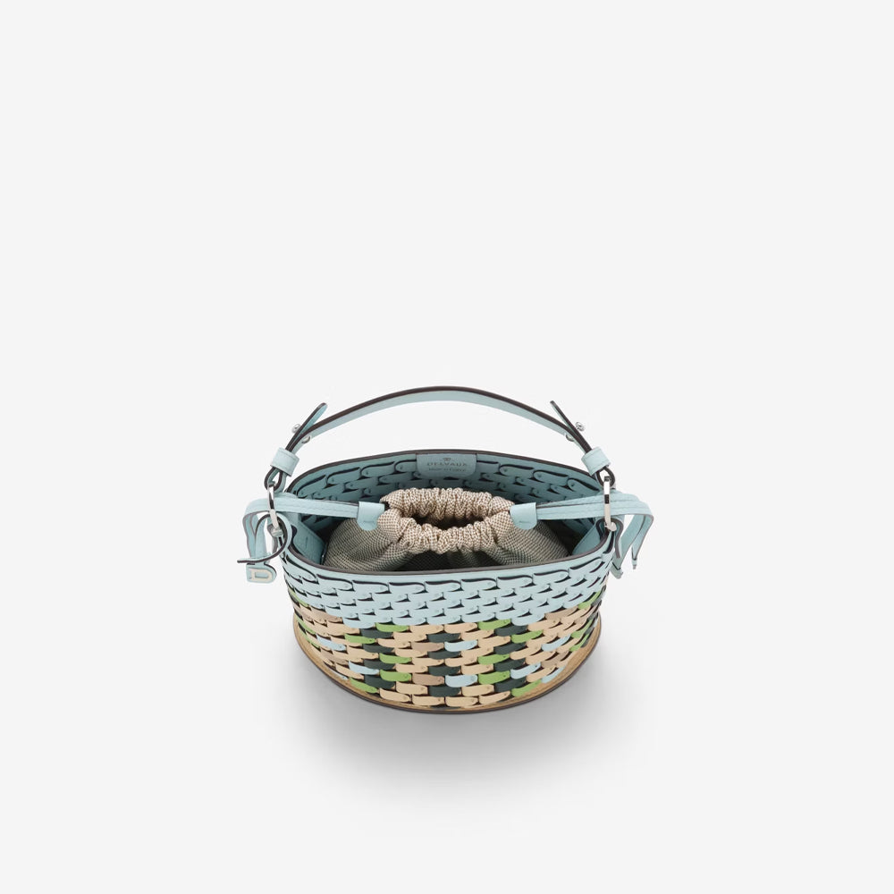 Delvaux Pin Mini Bucket Arsenal Mosaic in Taurillon Soft (Celadon - Multicolour)