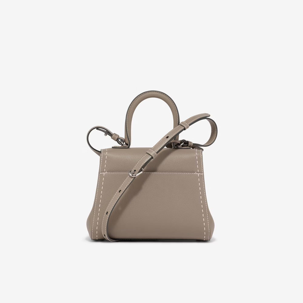 Delvaux Brillant PM Surpiqué in Rodeo Calf (Tourterelle I - Ivory)