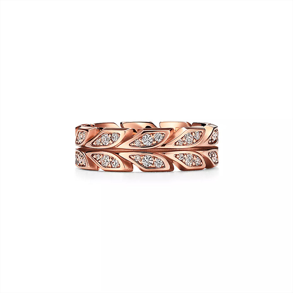 Tiffany & Co. Tiffany Victoria® Vine Band Ring in Rose Gold with Diamonds, 6 mm Wide