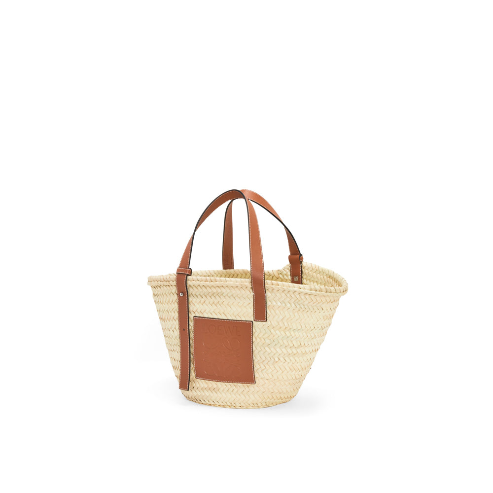 Hong Kong Stock - Loewe Basket bag in raffia and calfskin (Natural/Tan)