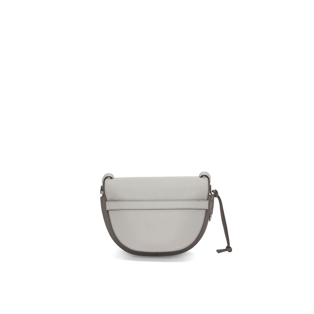 Loewe Small Gate bag in soft calfskin and jacquard (Pearl Grey/Dark Grey)