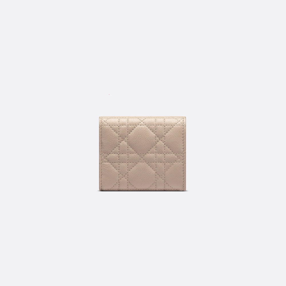 Dior Caro Hibiscus Wallet(Powder Beige Supple Cannage Calfskin)