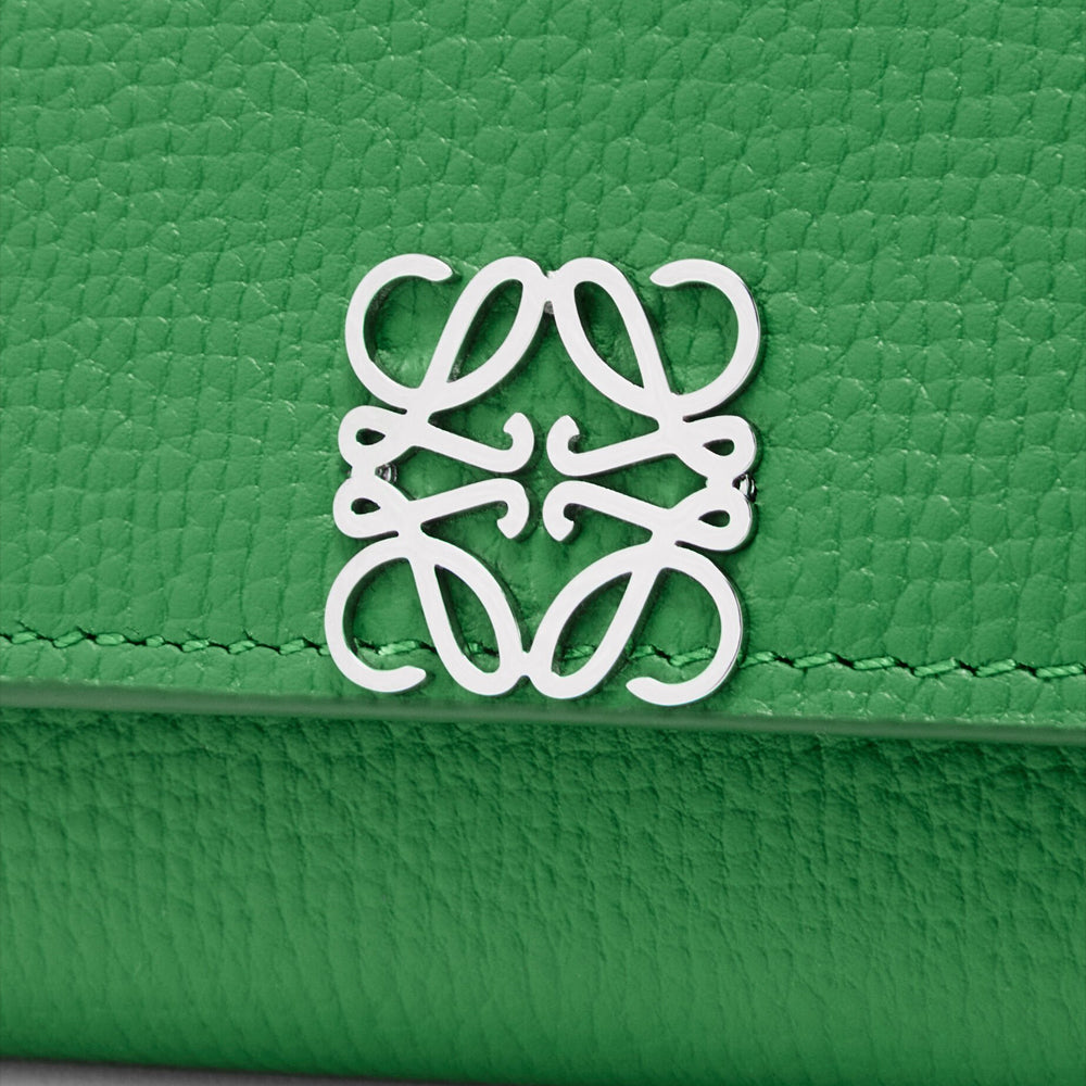 Loewe Anagram small vertical wallet in pebble grained calfskin (Tropical Green)