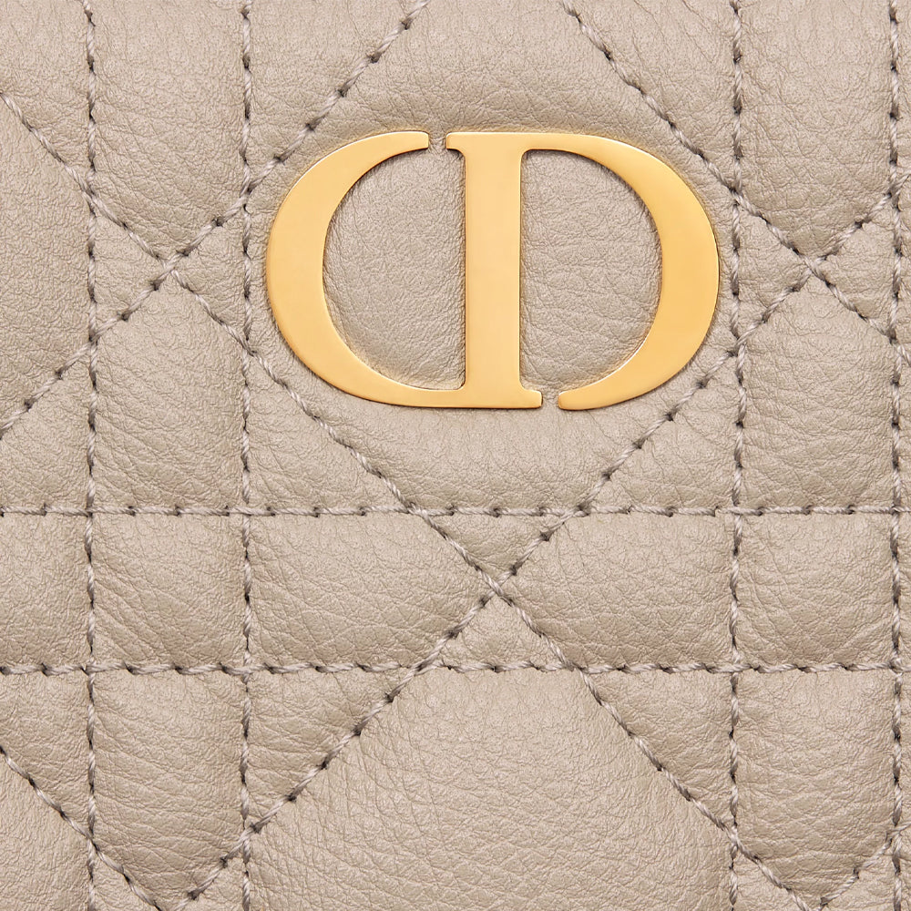 Dior Caro Dahlia Wallet(Sand-Colored Supple Cannage Calfskin)