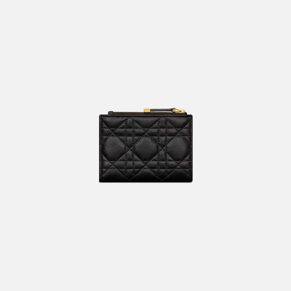 Dior Caro Dahlia Wallet(Black Supple Cannage Calfskin)