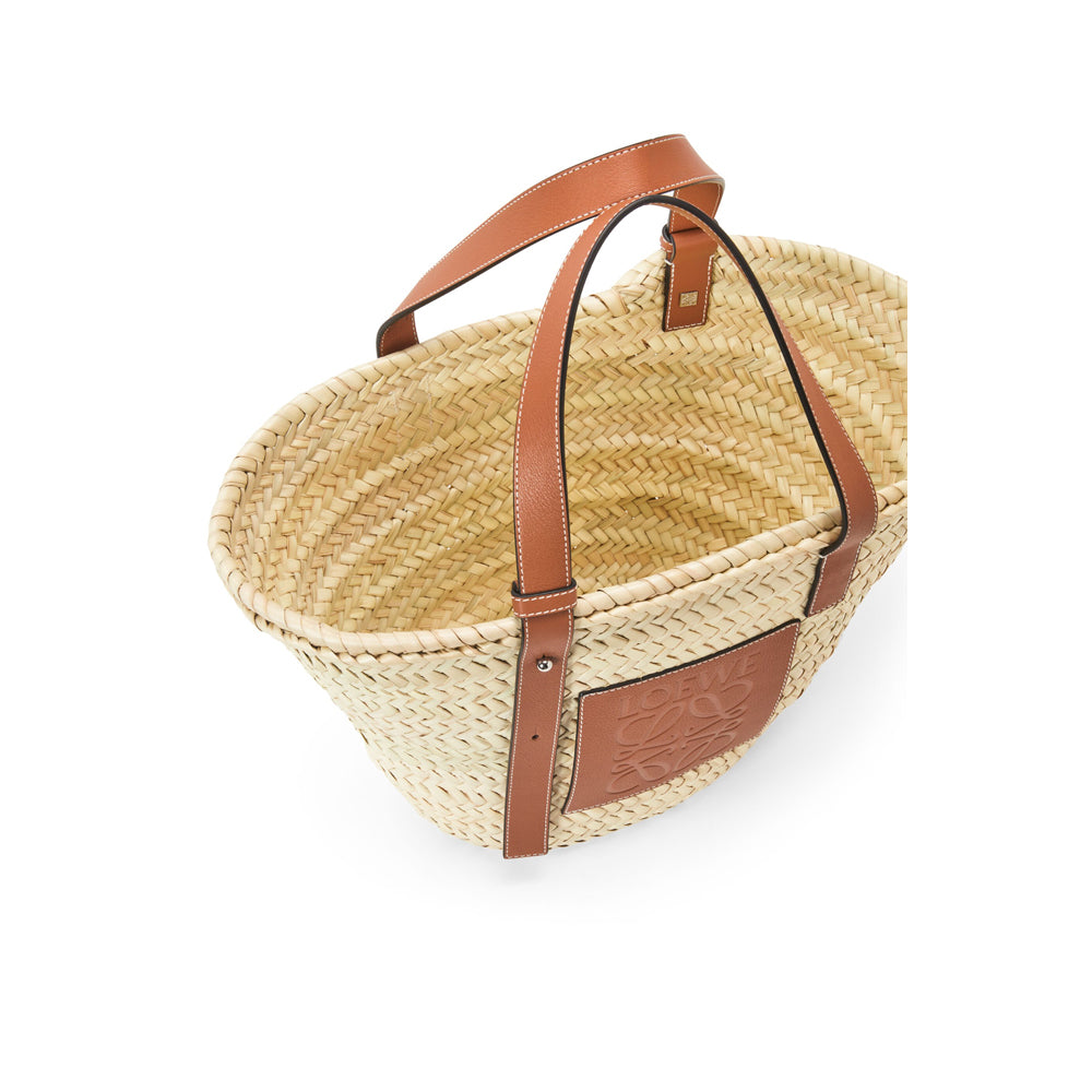 Hong Kong Stock - Loewe Basket bag in raffia and calfskin (Natural/Tan)