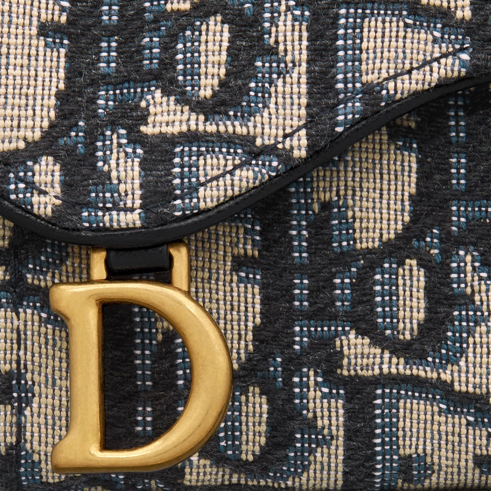 Dior Saddle Lotus Wallet(Blue Dior Oblique Jacquard)