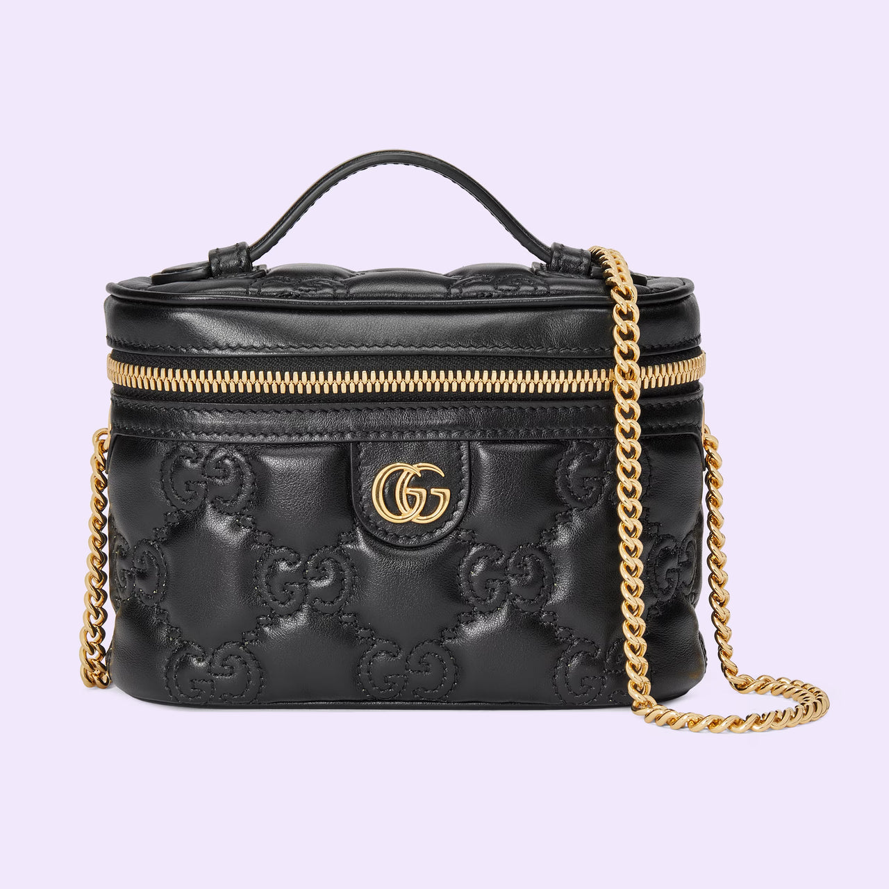 Gucci GG Matelasse Top Handle Mini Bag (Black Leather)