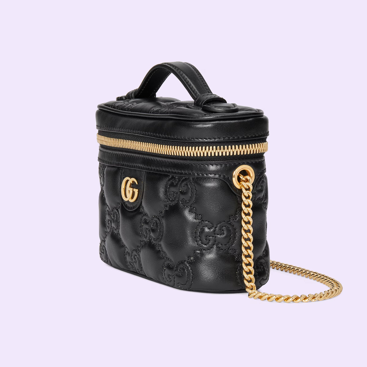 Gucci GG Matelasse Top Handle Mini Bag (Black Leather)