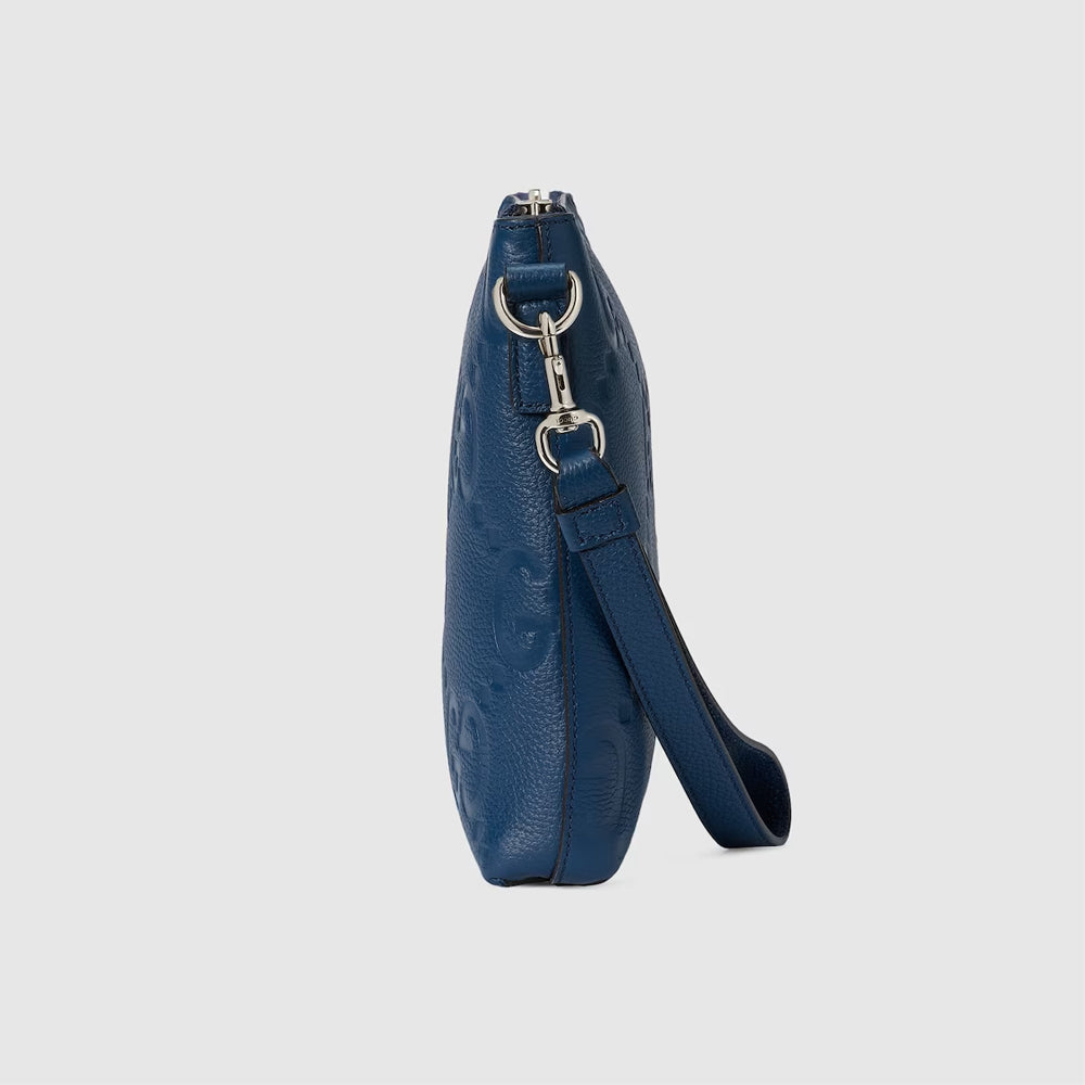 Gucci Jumbo GG Medium Messenger Bag (Blue jumbo GG leather)