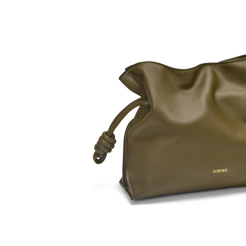 Loewe Medium Flamenco clutch in nappa calfskin (Dark Khaki Green)