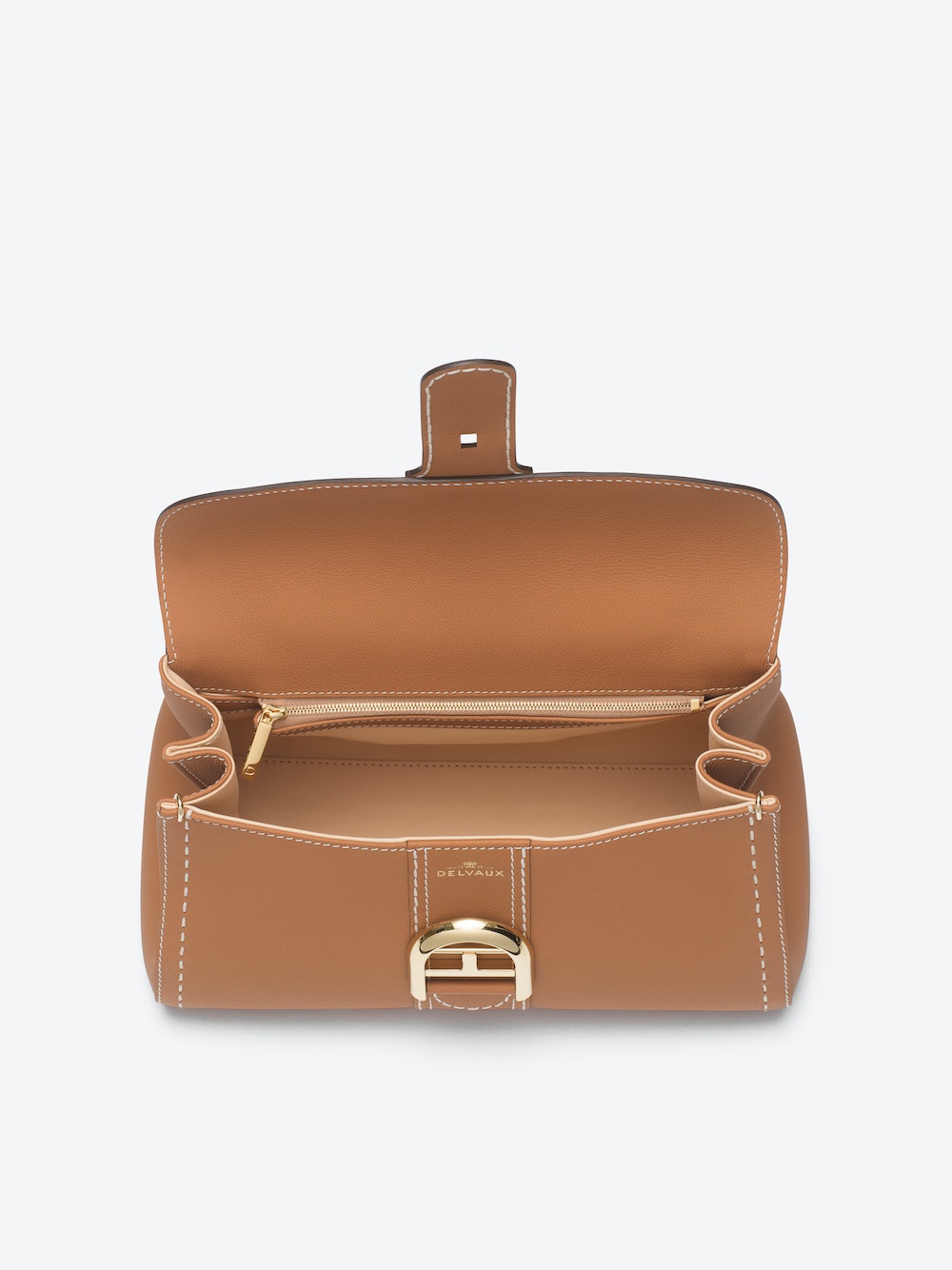 Delvaux Cognac Brillant East/West Mini Surpique Shoulder Bag
