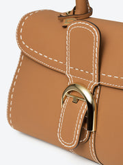 Delvaux Cognac Brillant East/West Mini Surpique Shoulder Bag