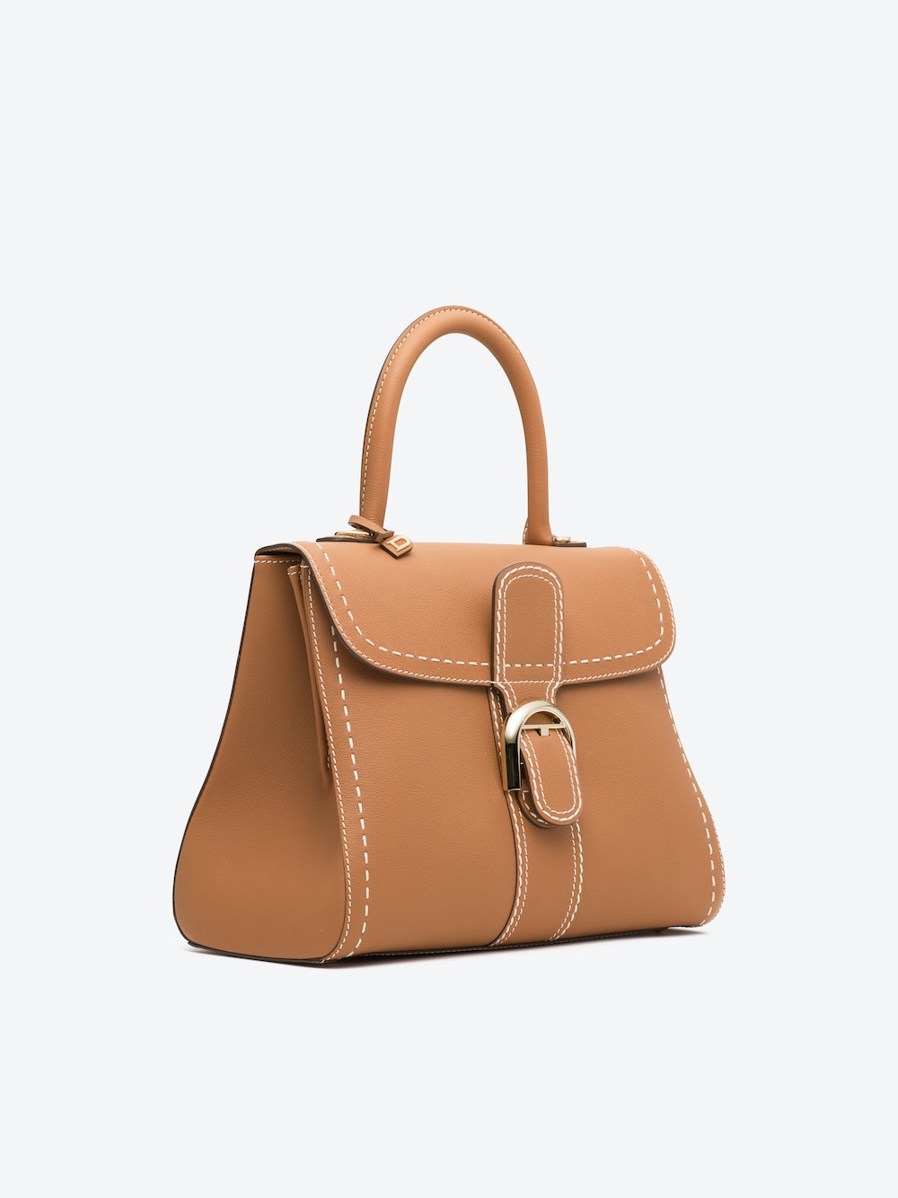 Delvaux Brillant MM Surpiqué in Rodeo Calf (Vegetal/ Ivory)