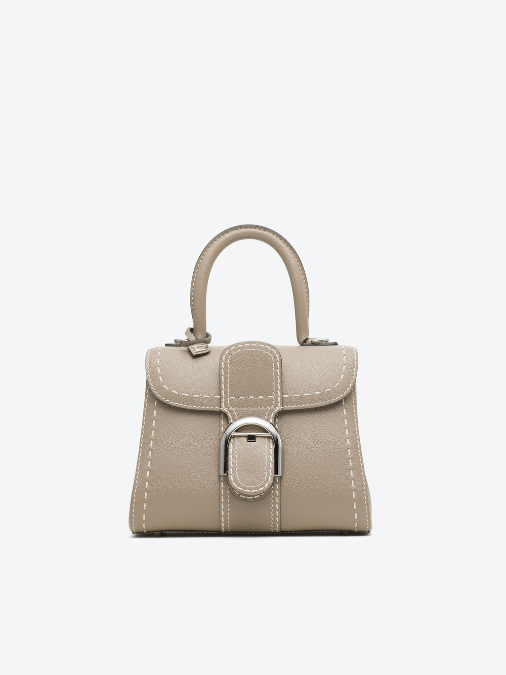 Delvaux Brillant Mini Surpiqué in Rodeo Calf (Tourterelle I - Ivory)