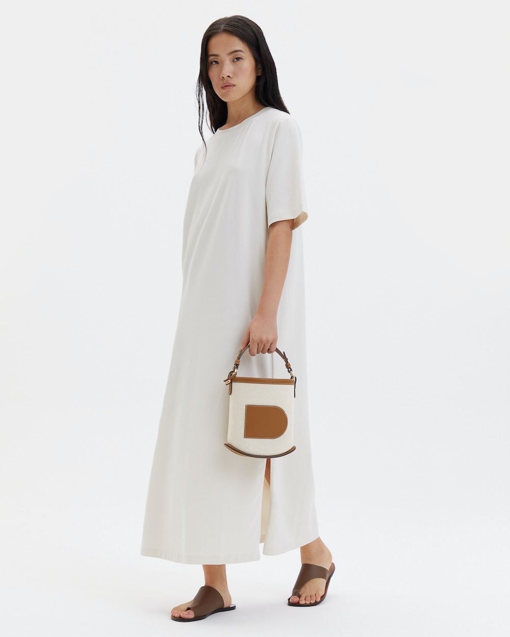 Delvaux Pin Mini Bucket in Canvas (Natural-Tan)