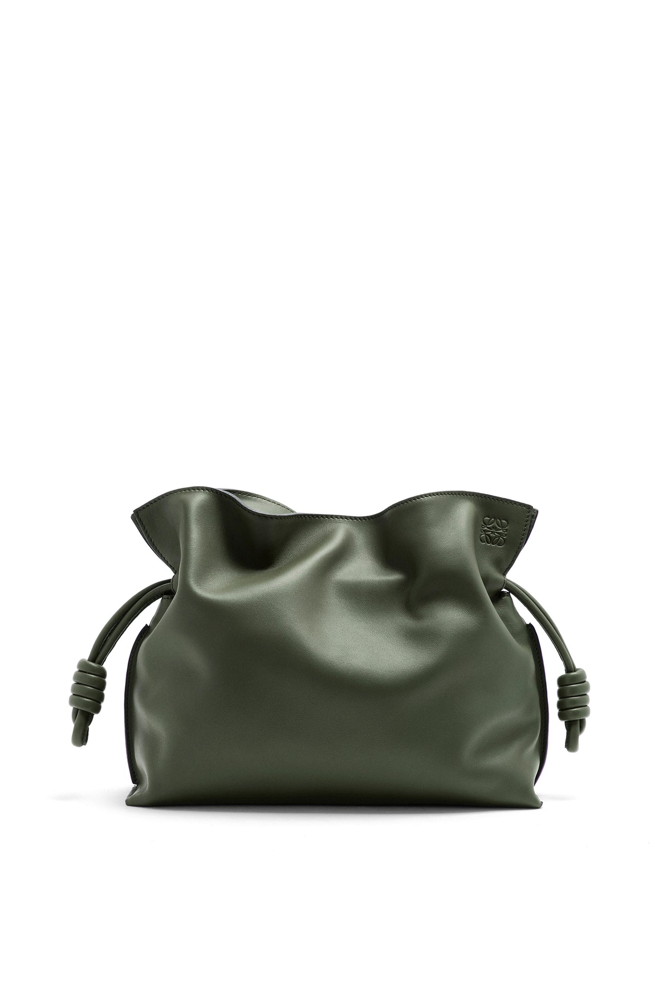 Loewe Medium Flamenco clutch in nappa calfskin (Colour: Vintage Khaki)