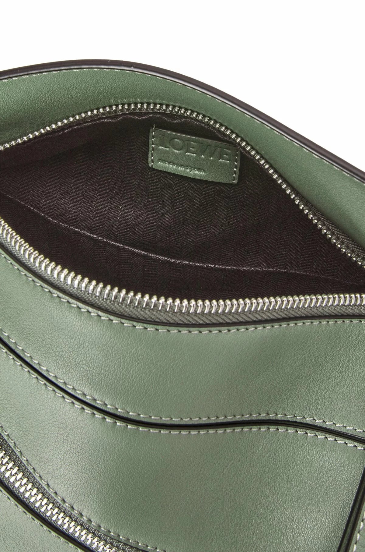 LOEWE Puzzle Bumbag In Classic Calfskin Mini Khaki Green